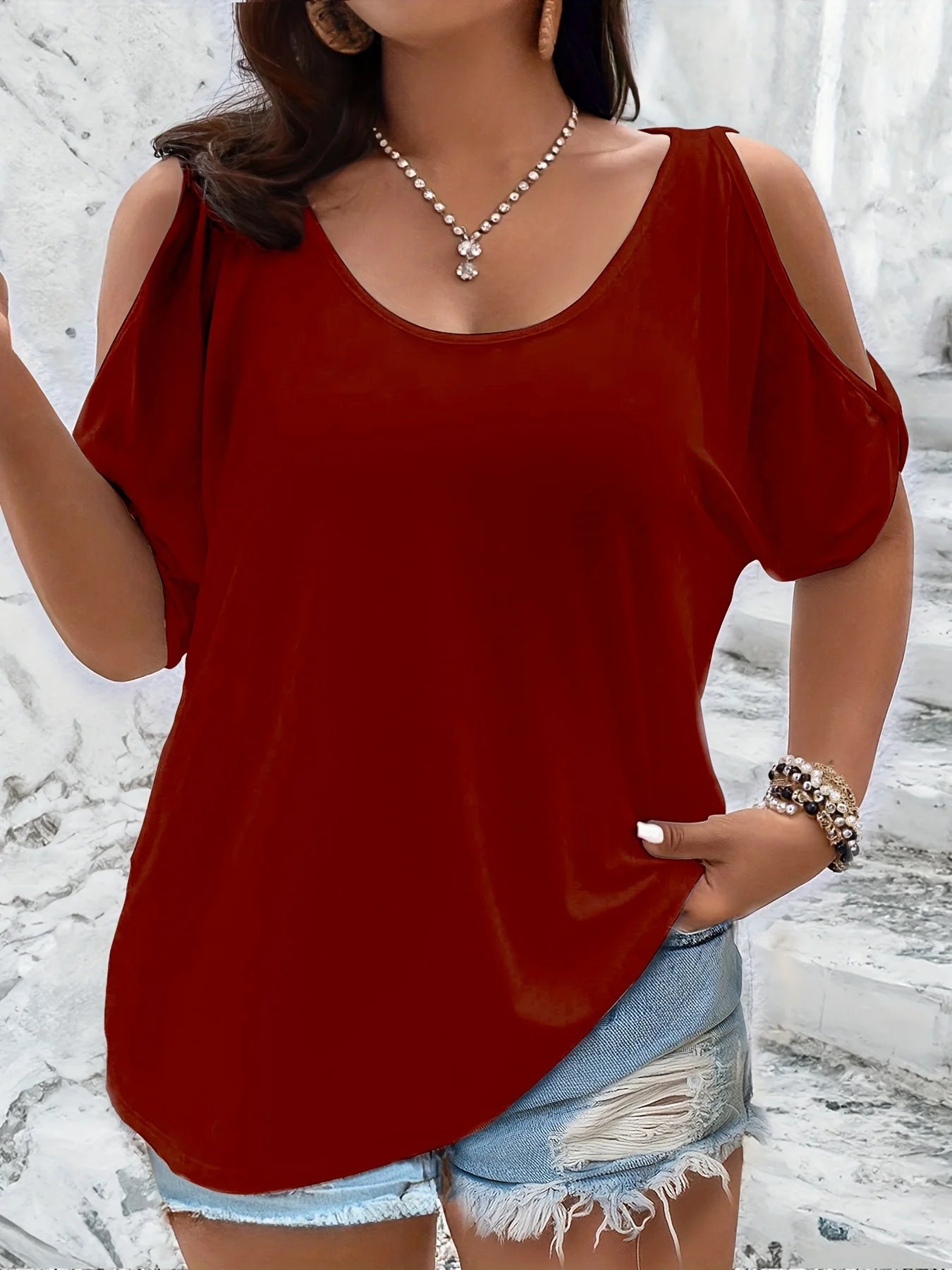 Plus Size Cold Shoulder Top