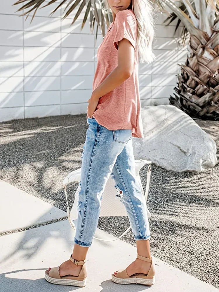 Women’s Plus-Size Loose V-Neck T-Shirt