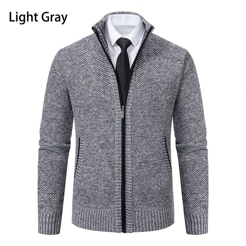Men’s Autumn Winter Stand Collar Zipper Sweater