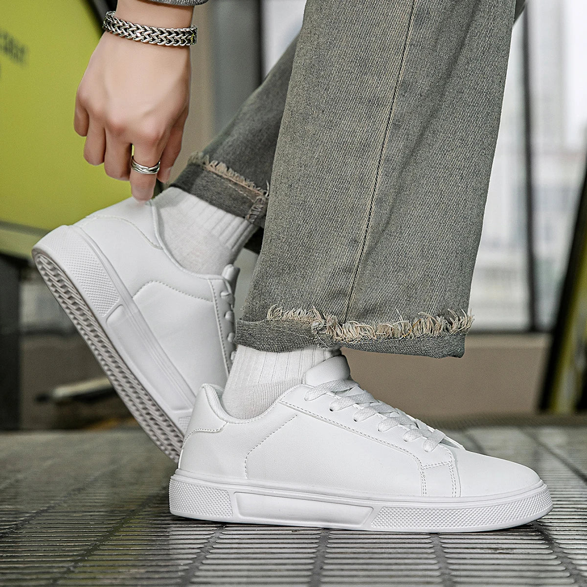 Unisex PU Leather Casual Sneakers