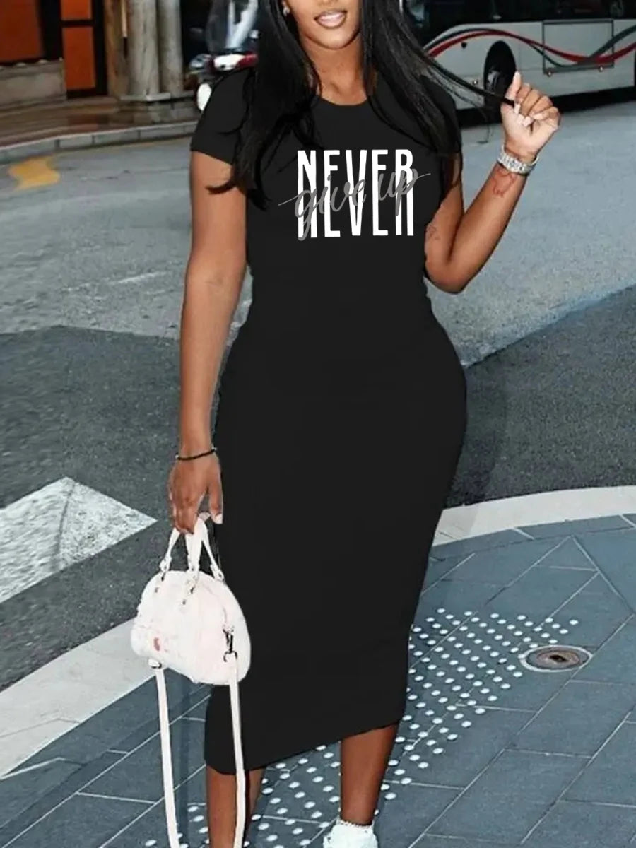Women’s Plus-Size Black & White T-Shirt Dress