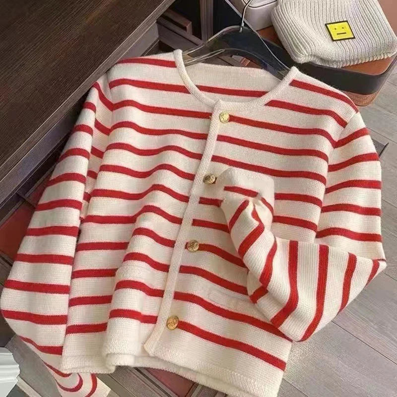 Women’s Striped Knit Crop Cardigan
