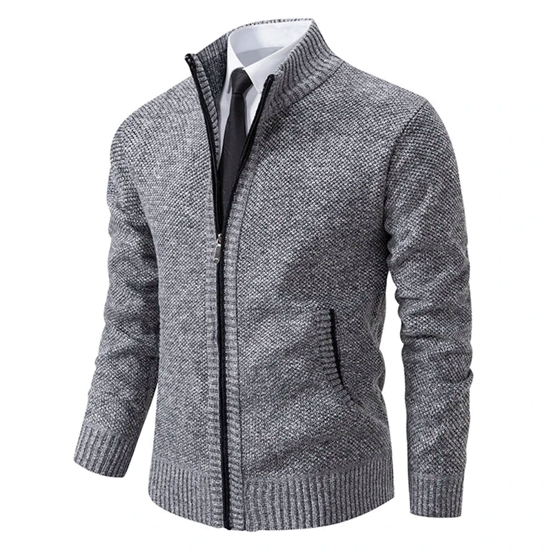 Men’s Autumn Winter Stand Collar Zipper Sweater