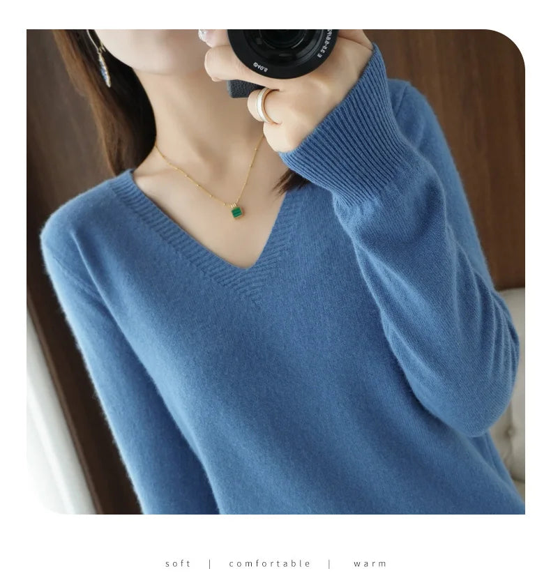 Women’s Cashmere V-Neck Lace Sweater