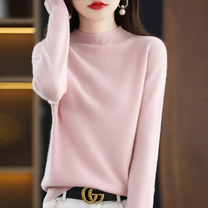 Women’s 100% Wool Half-Neck Pullover