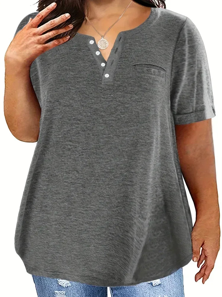 Women’s Plus-Size Loose V-Neck T-Shirt
