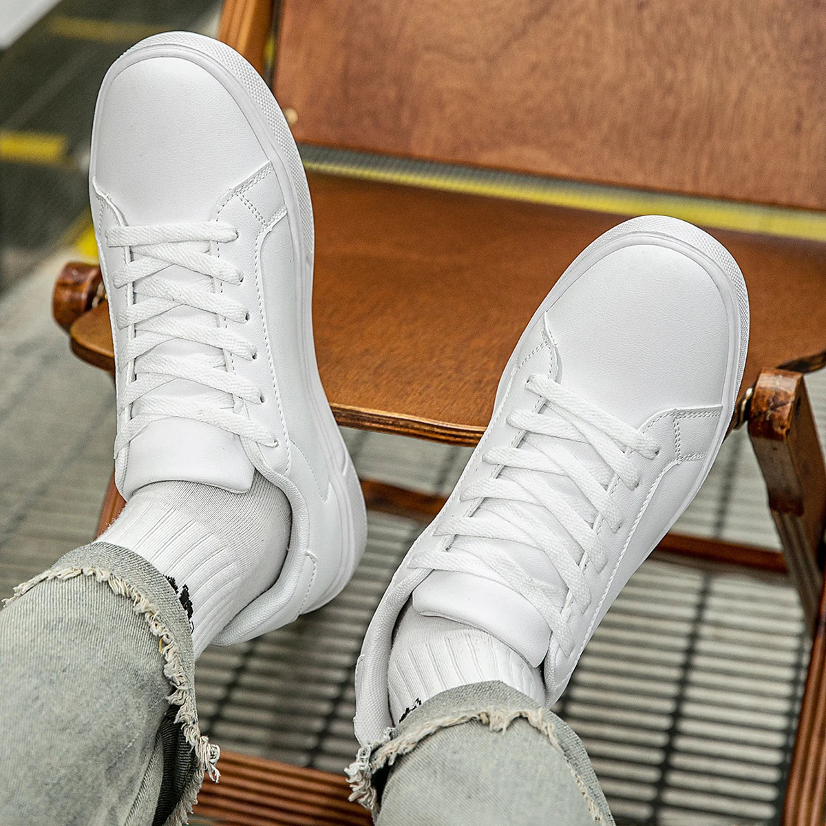 Unisex PU Leather Casual Sneakers