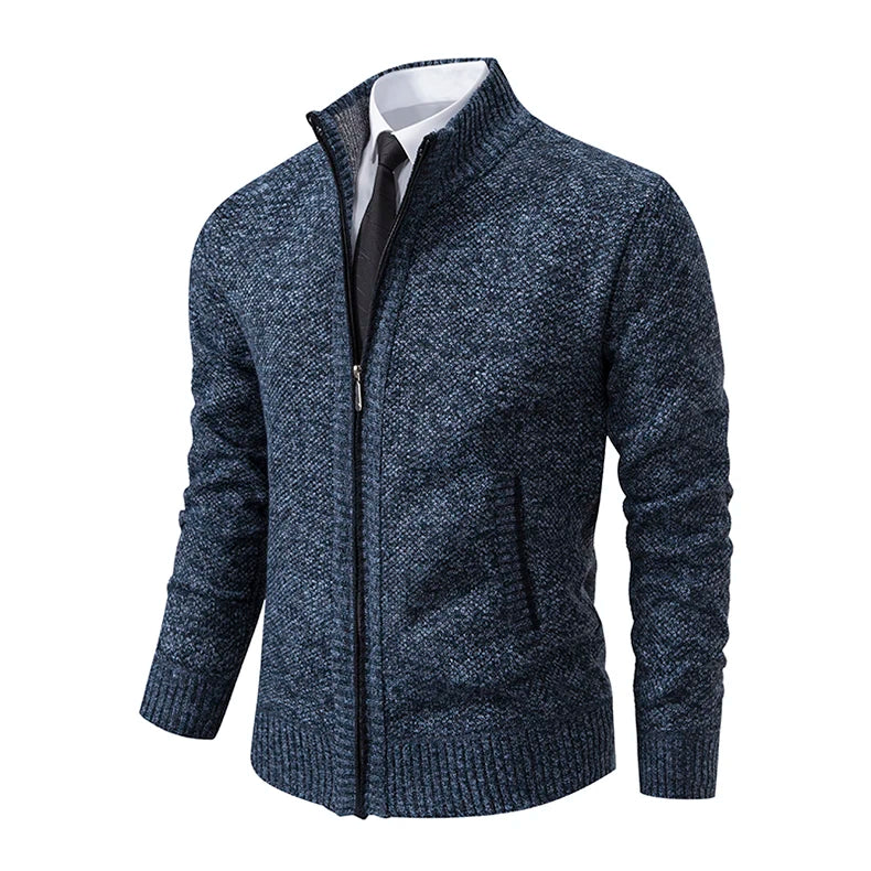 Men’s Autumn Winter Stand Collar Zipper Sweater