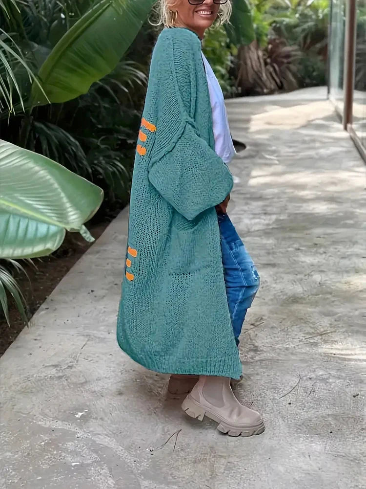 Plus Size Striped Patchwork Knit Cardigan