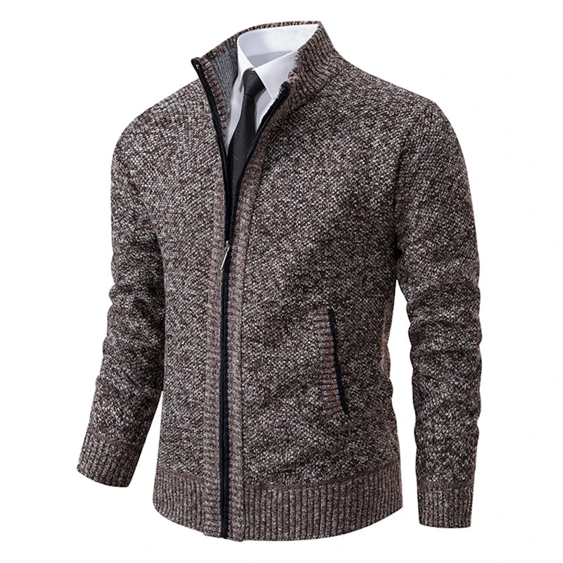 Men’s Autumn Winter Stand Collar Zipper Sweater