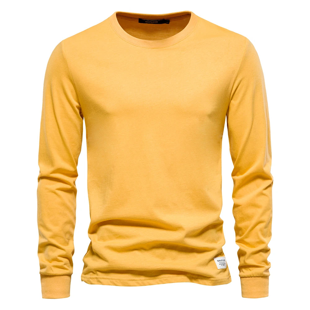Men’s Solid Cotton Long-Sleeve T-Shirt