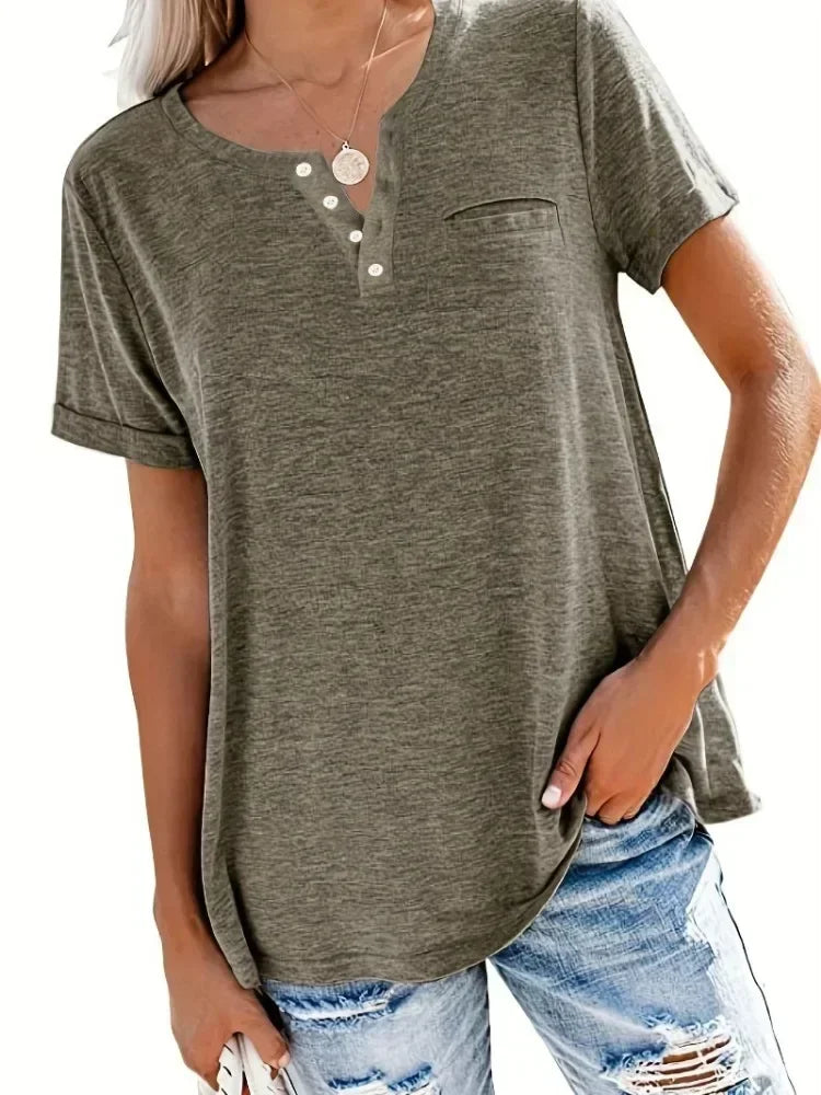 Women’s Plus-Size Loose V-Neck T-Shirt