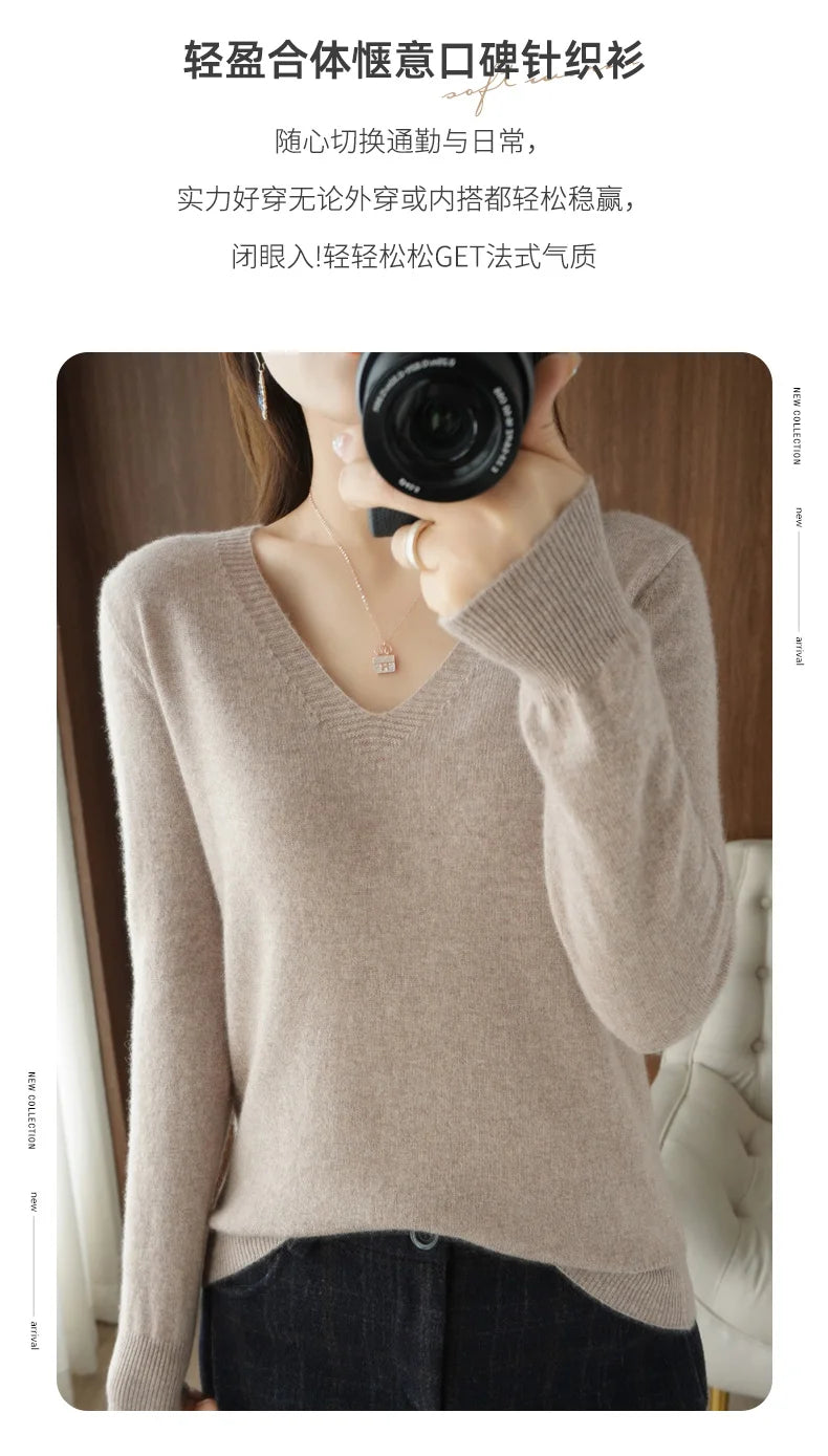Women’s Cashmere V-Neck Lace Sweater