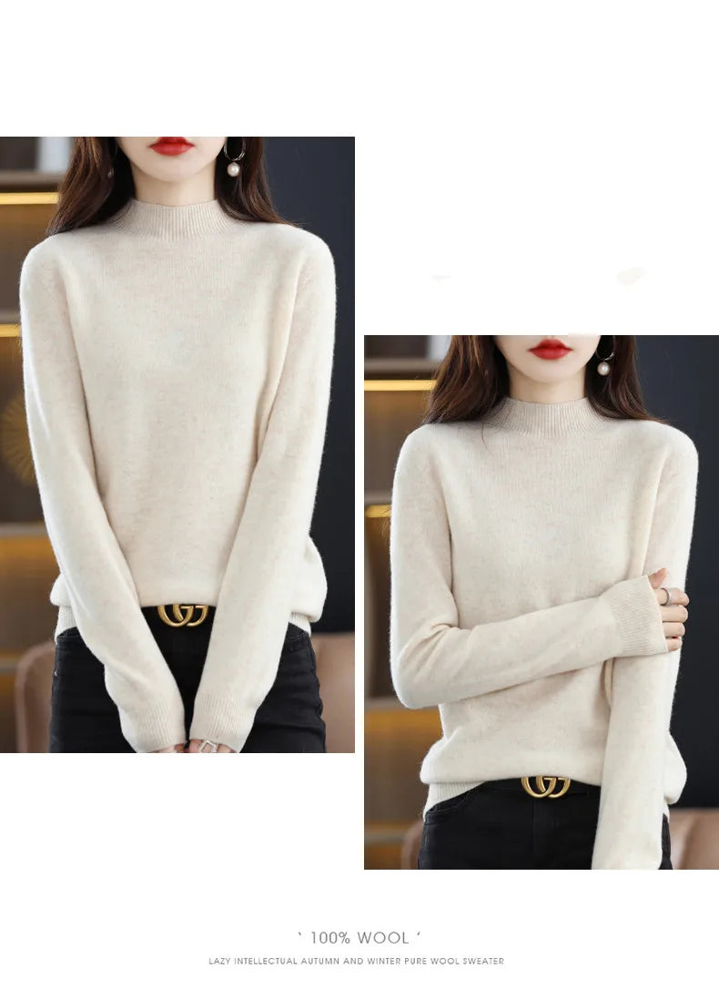 Women’s 100% Wool Half-Neck Pullover