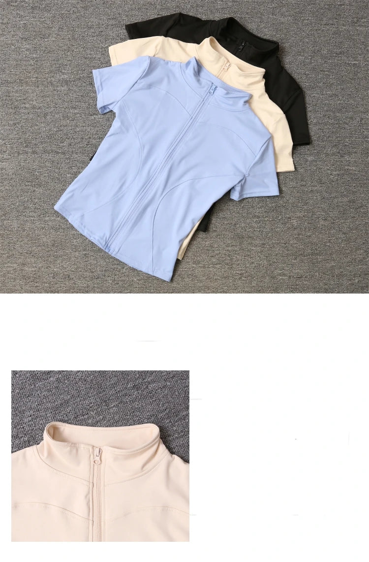 Women’s Slim-Fit Quick-Dry Zip Fitness Top