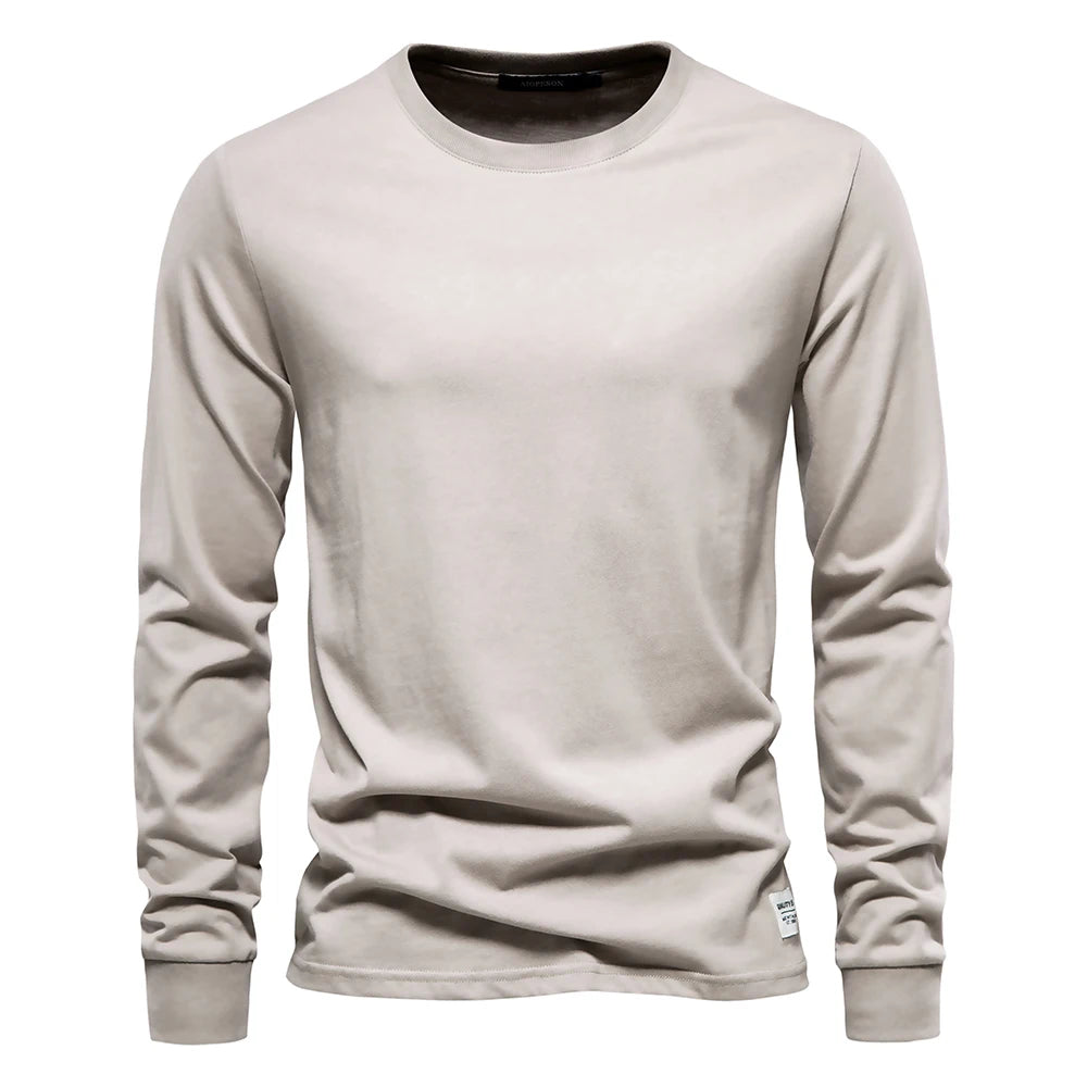 Men’s Solid Cotton Long-Sleeve T-Shirt