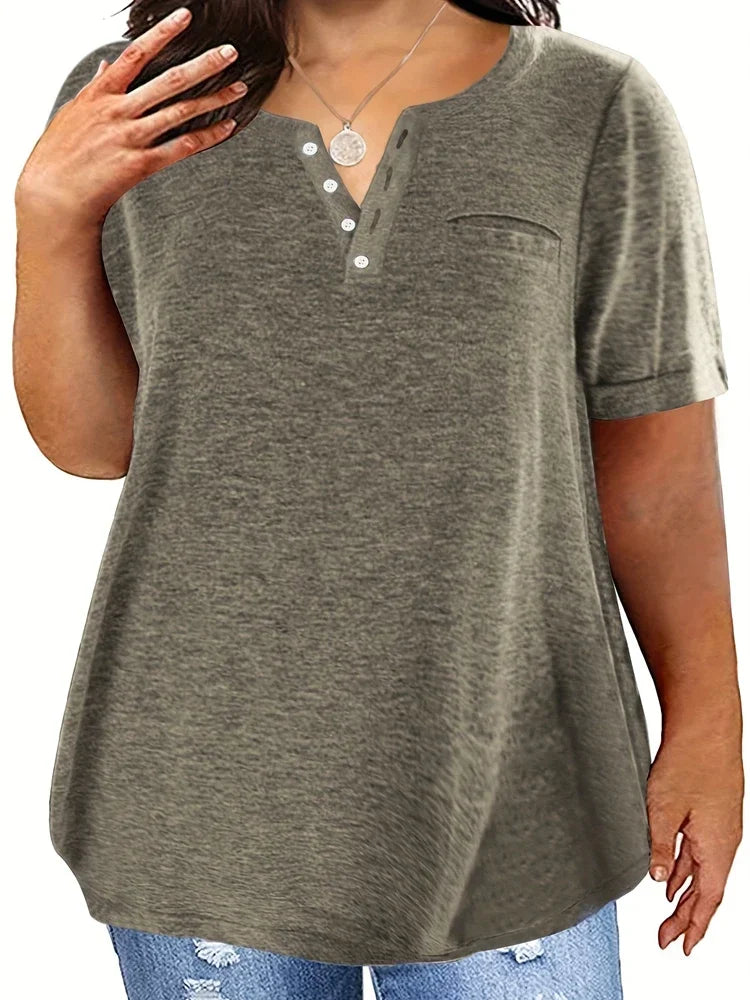 Women’s Plus-Size Loose V-Neck T-Shirt