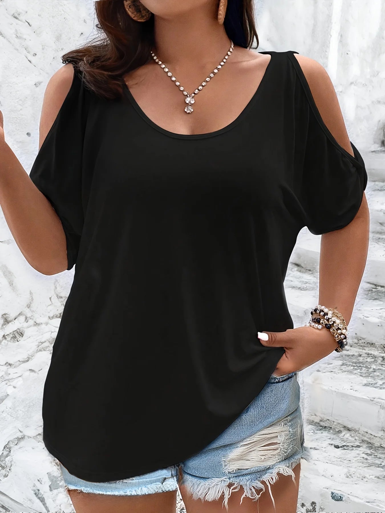 Plus Size Cold Shoulder Top