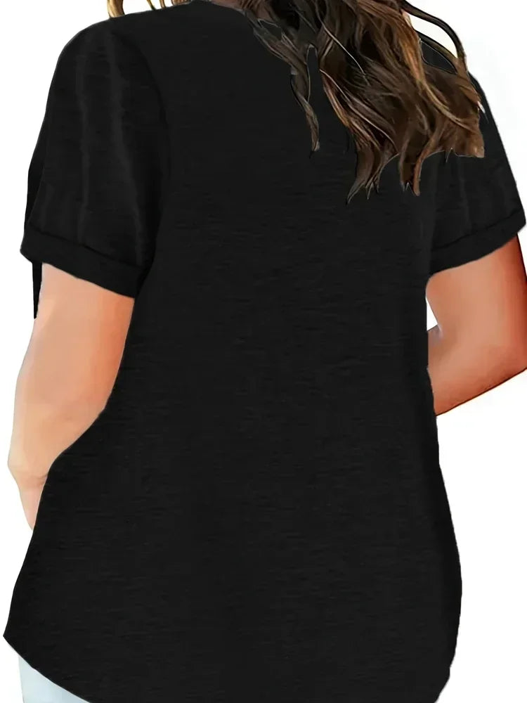 Women’s Plus-Size Loose V-Neck T-Shirt
