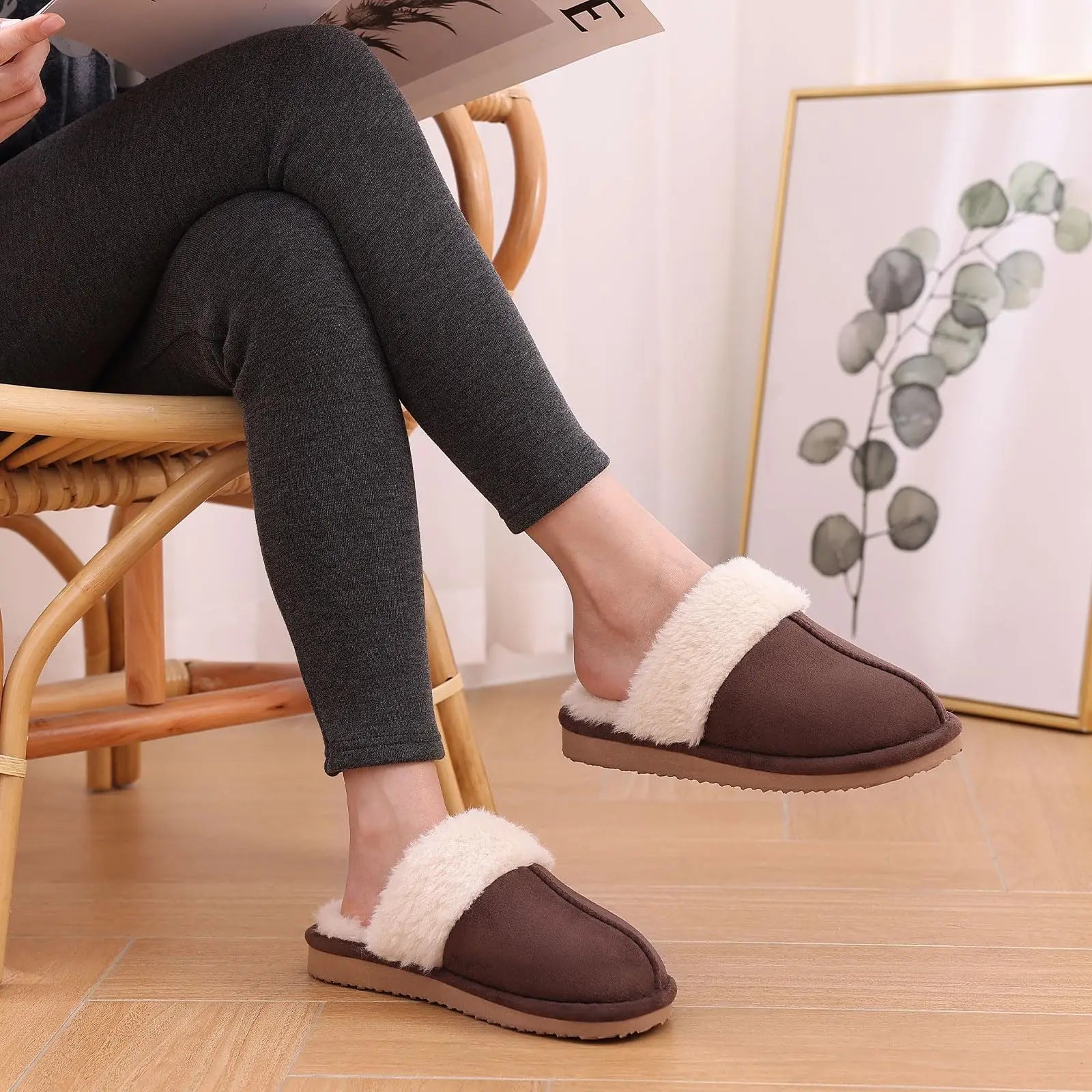 Women's Winter Fuzzy Fluffy Slippers – Soft Indoor & Outdoor Flats
