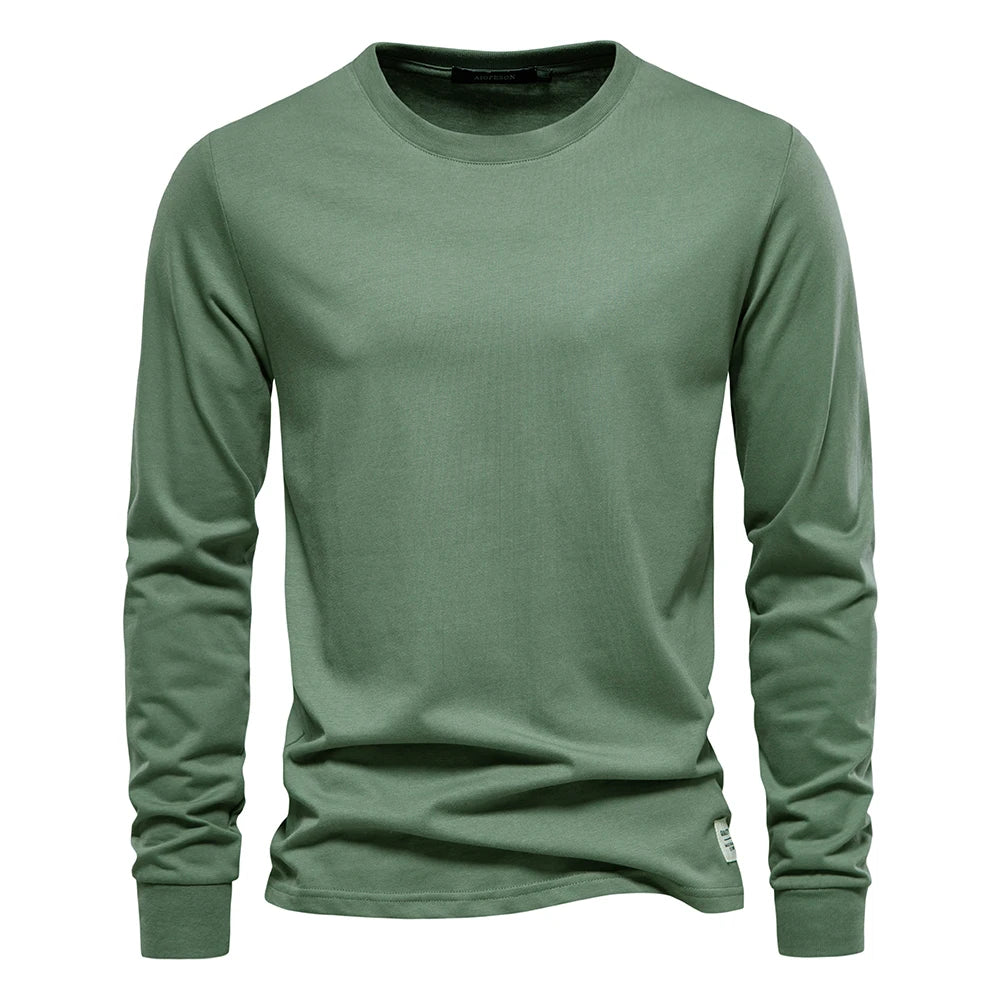 Men’s Solid Cotton Long-Sleeve T-Shirt
