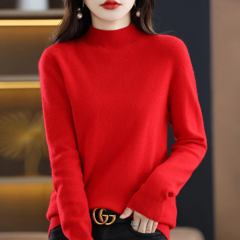Women’s 100% Wool Half-Neck Pullover