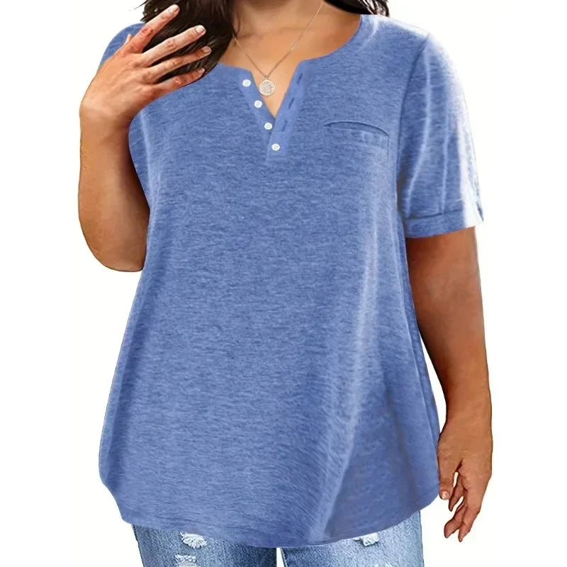 Women’s Plus-Size Loose V-Neck T-Shirt