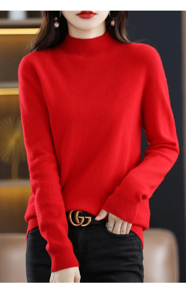 Women’s 100% Wool Half-Neck Pullover