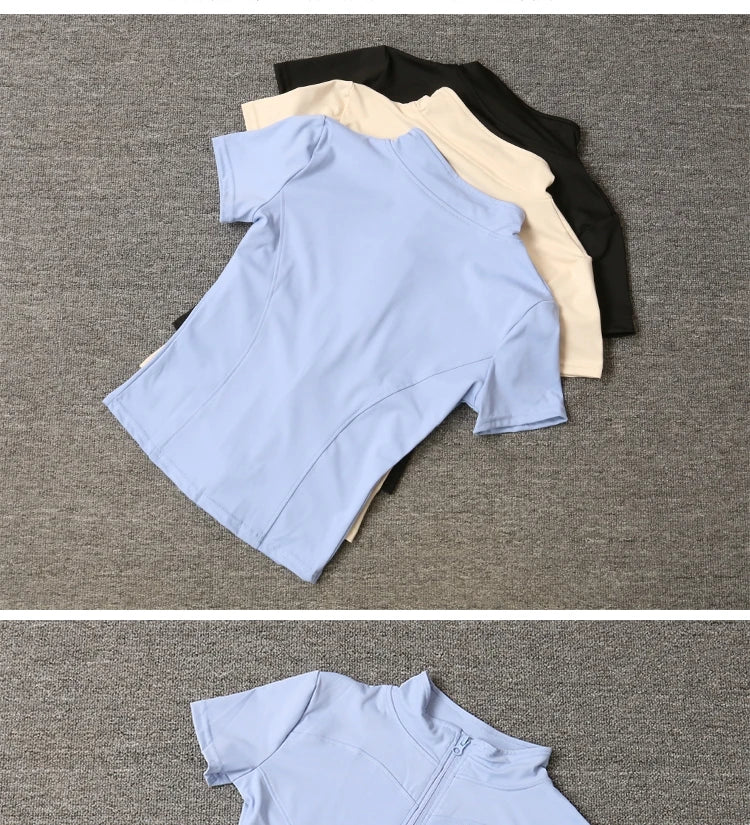 Women’s Slim-Fit Quick-Dry Zip Fitness Top