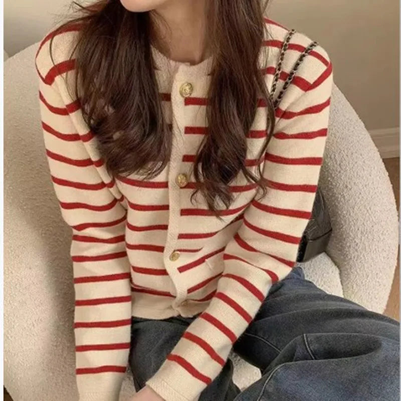 Women’s Striped Knit Crop Cardigan