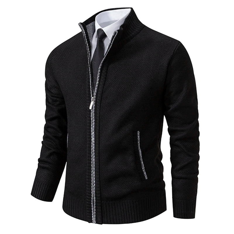 Men’s Autumn Winter Stand Collar Zipper Sweater