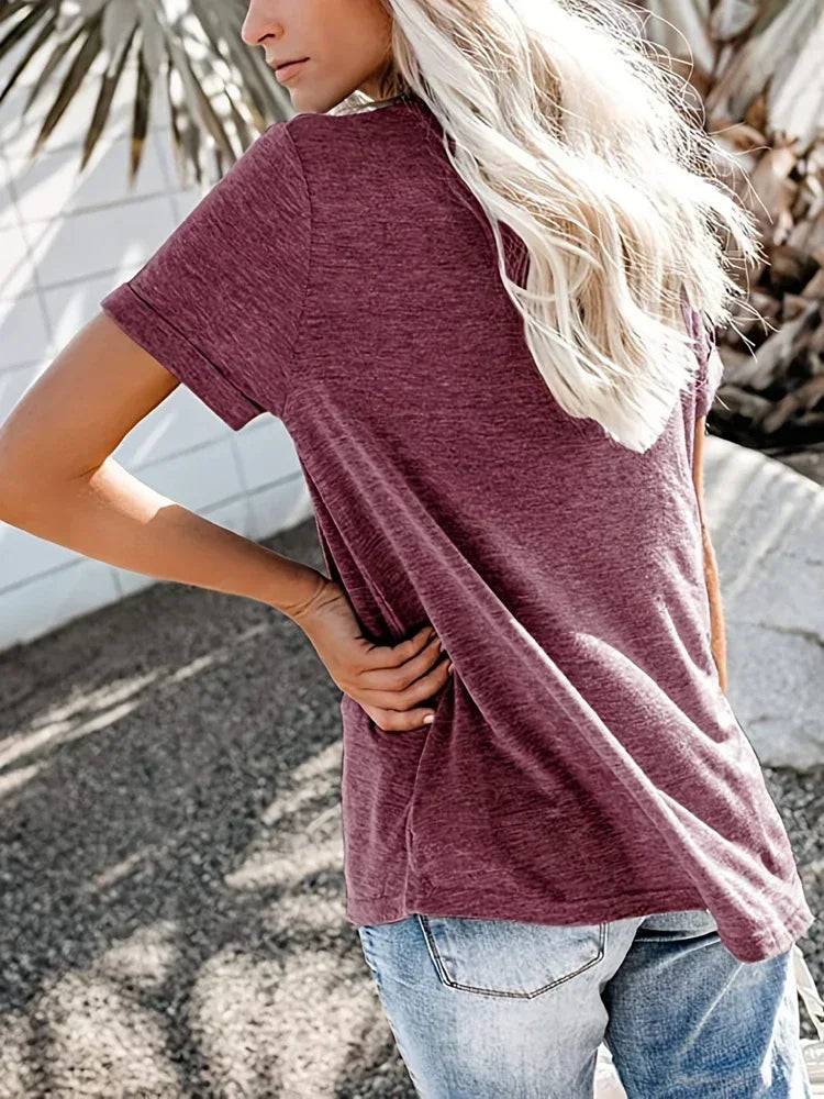 Women’s Plus-Size Loose V-Neck T-Shirt