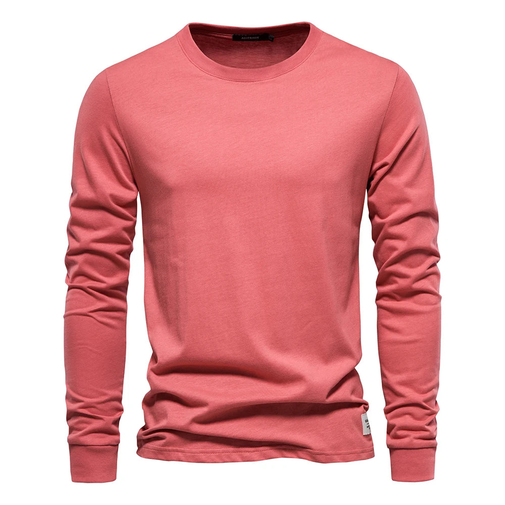 Men’s Solid Cotton Long-Sleeve T-Shirt