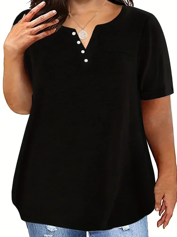 Women’s Plus-Size Loose V-Neck T-Shirt