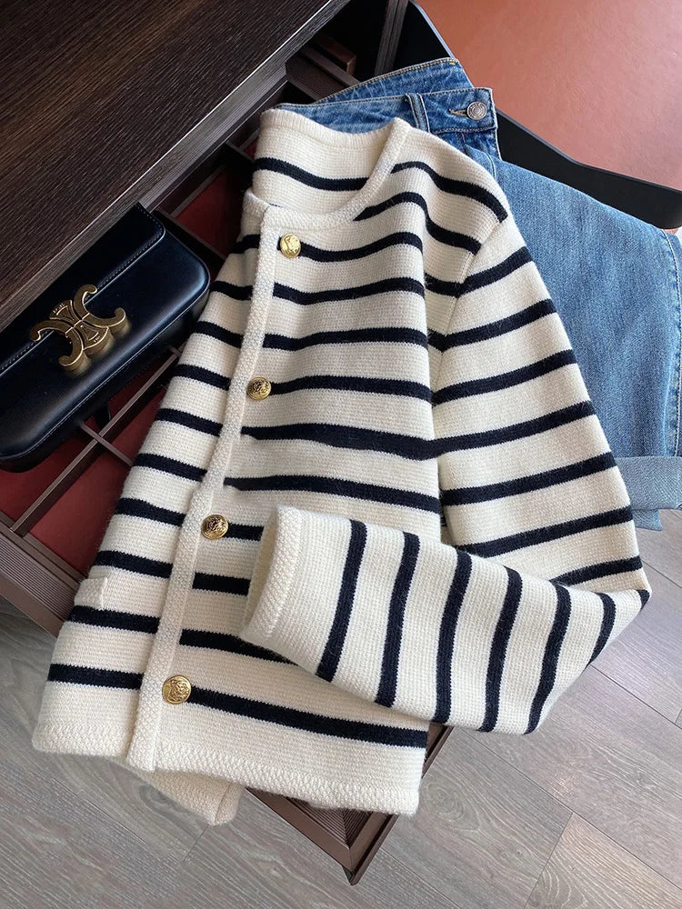 Women’s Striped Knit Crop Cardigan