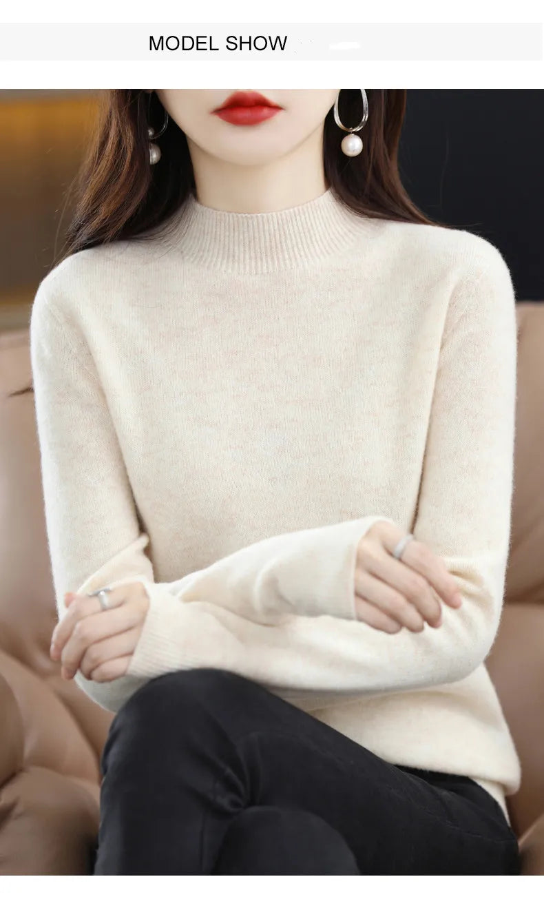 Women’s 100% Wool Half-Neck Pullover