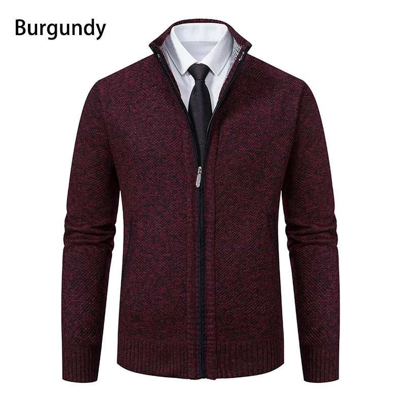 Men’s Autumn Winter Stand Collar Zipper Sweater
