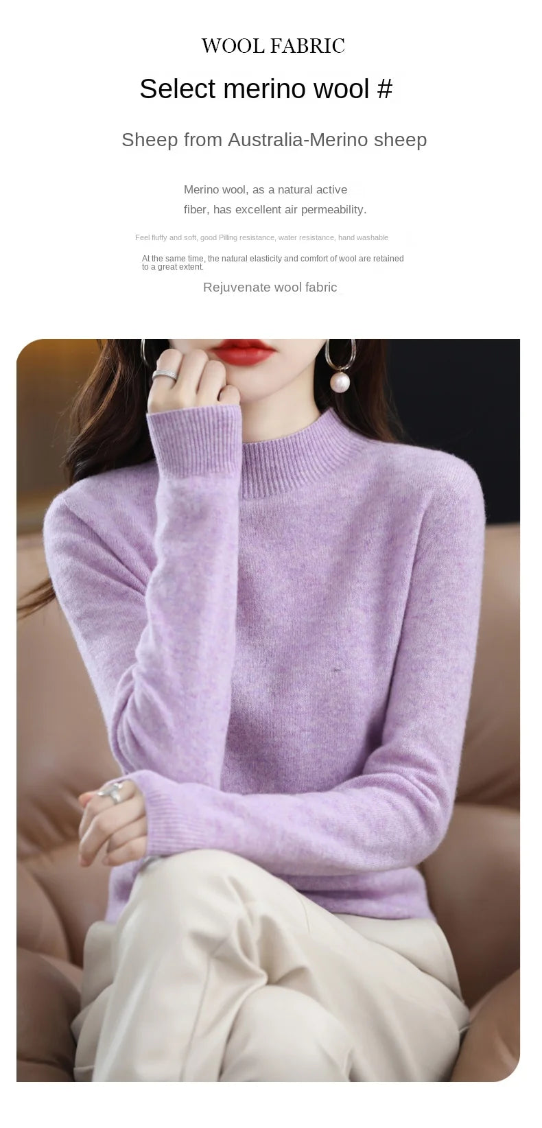 Women’s 100% Wool Half-Neck Pullover