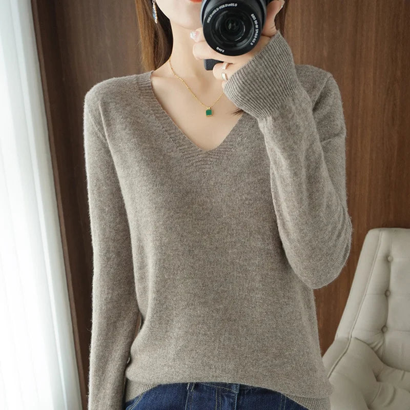 Women’s Cashmere V-Neck Lace Sweater