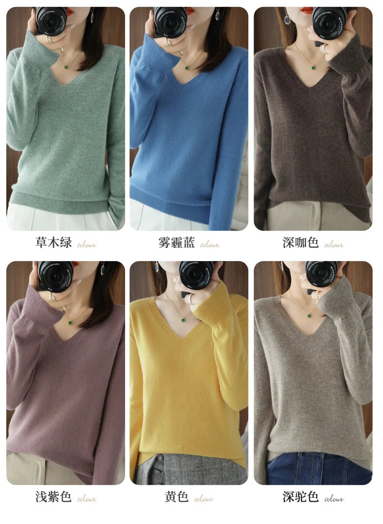 Women’s Cashmere V-Neck Lace Sweater