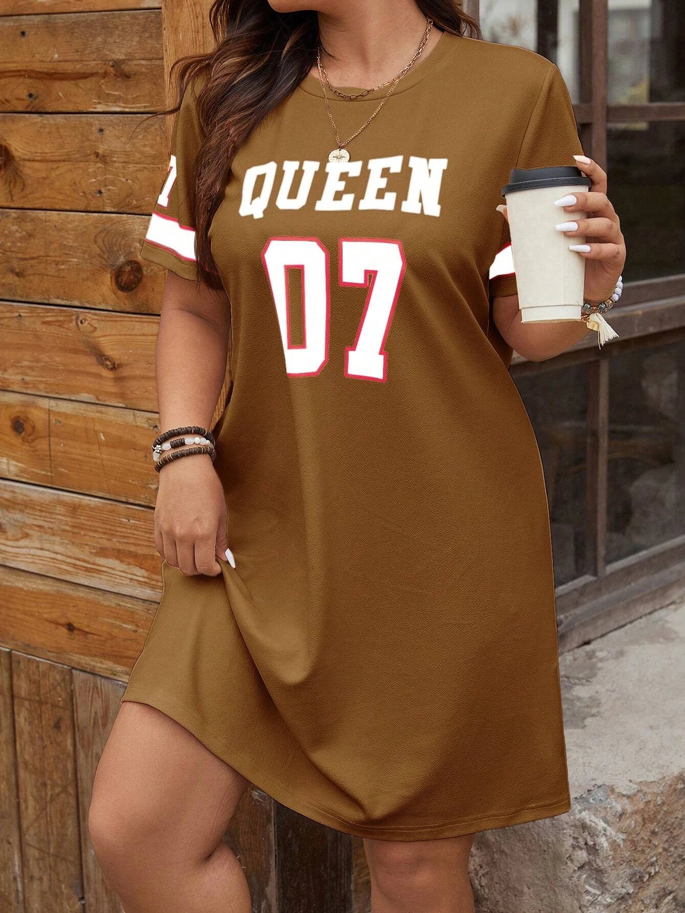 Plus-Size Music Festival Print Jersey Dress