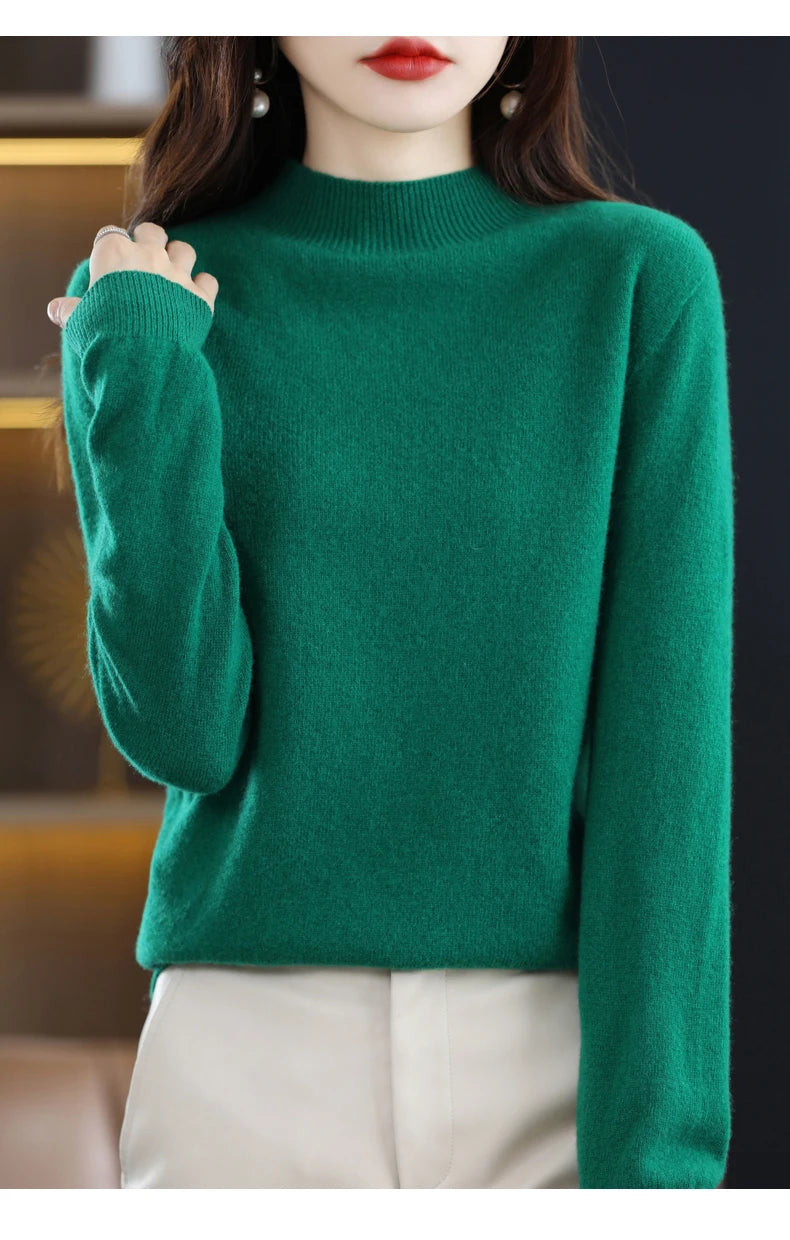 Women’s 100% Wool Half-Neck Pullover