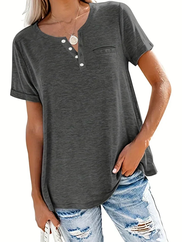 Women’s Plus-Size Loose V-Neck T-Shirt