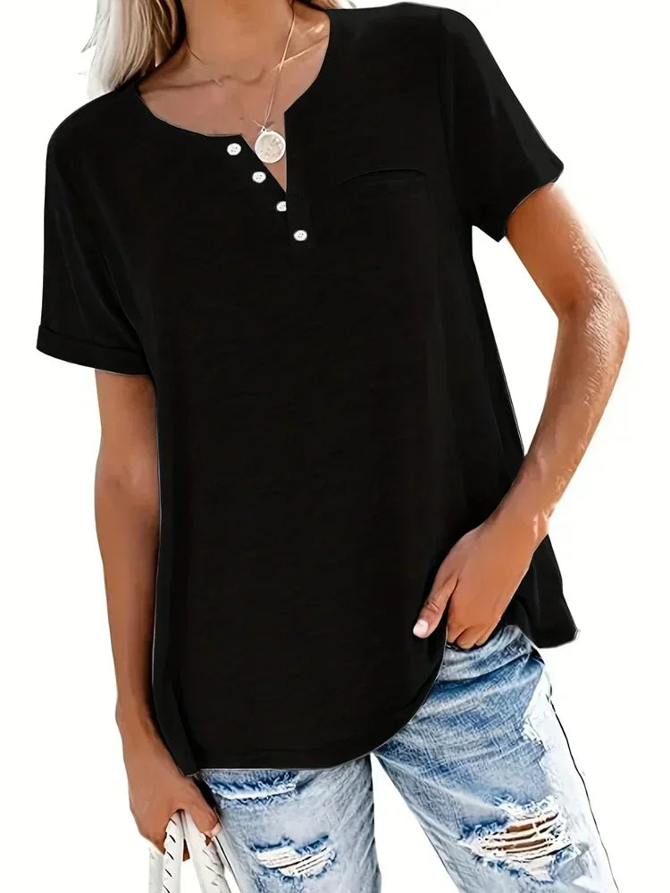 Women’s Plus-Size Loose V-Neck T-Shirt