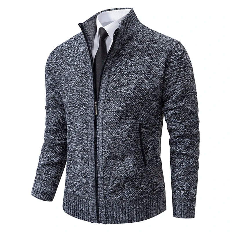 Men’s Autumn Winter Stand Collar Zipper Sweater