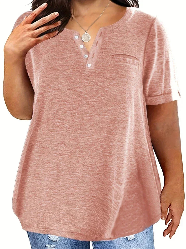 Women’s Plus-Size Loose V-Neck T-Shirt