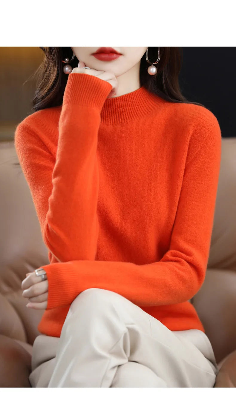 Women’s 100% Wool Half-Neck Pullover
