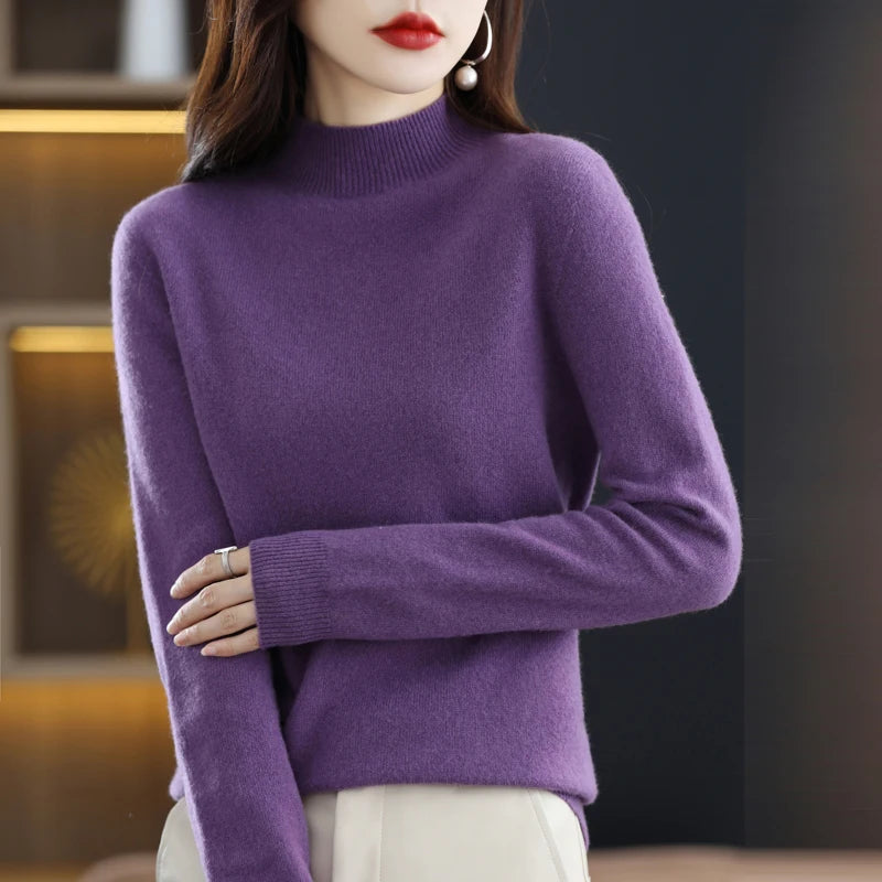 Women’s 100% Wool Half-Neck Pullover