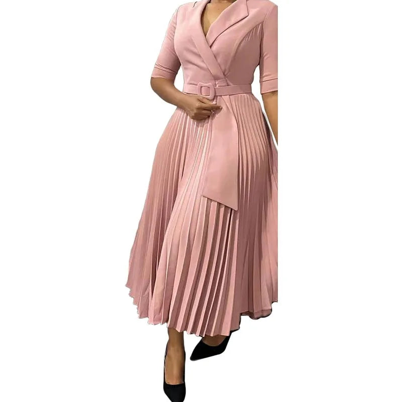 Elegant Pleated Office Dress for Women