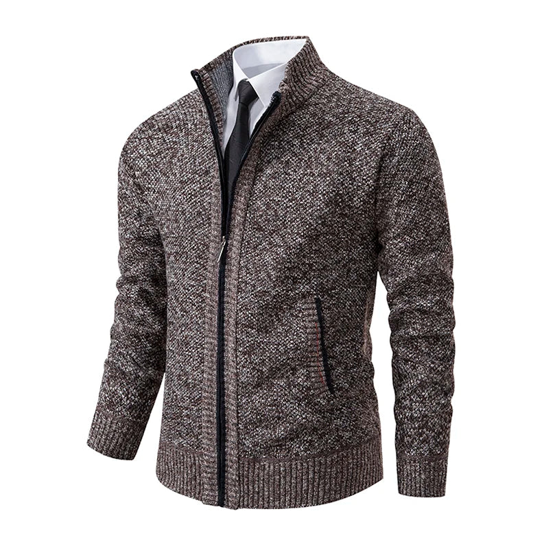 Men’s Autumn Winter Stand Collar Zipper Sweater